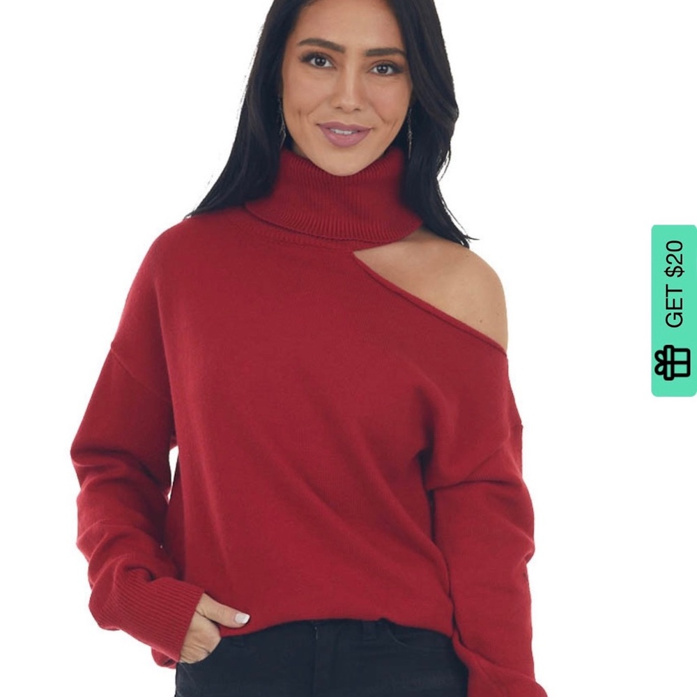 Crimson Cold shoulder sweater!